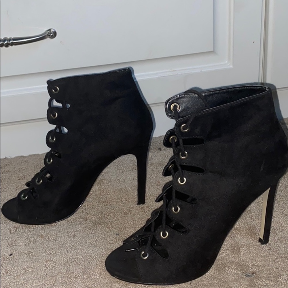 Sexy black lace up heels